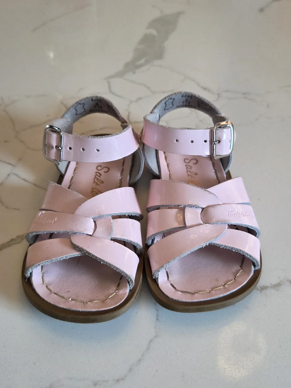 Girls' Pink Patent Water Sandals with Buckle Strap